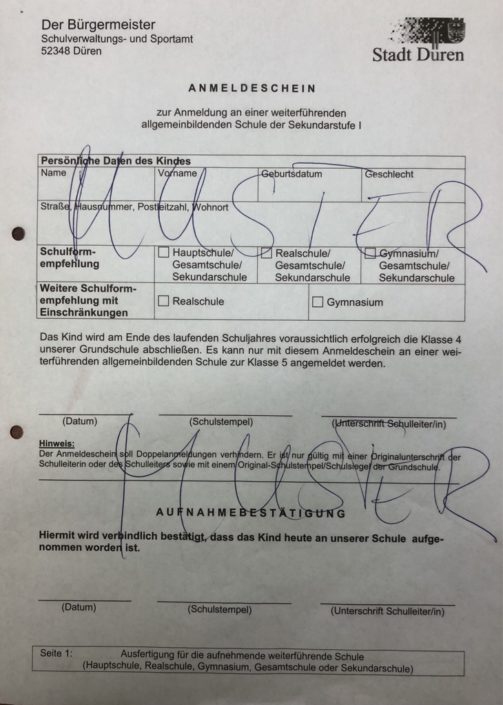 Anmeldeverfahren neue Schüler*innen – Gemeinschaftshauptschule Burgauer